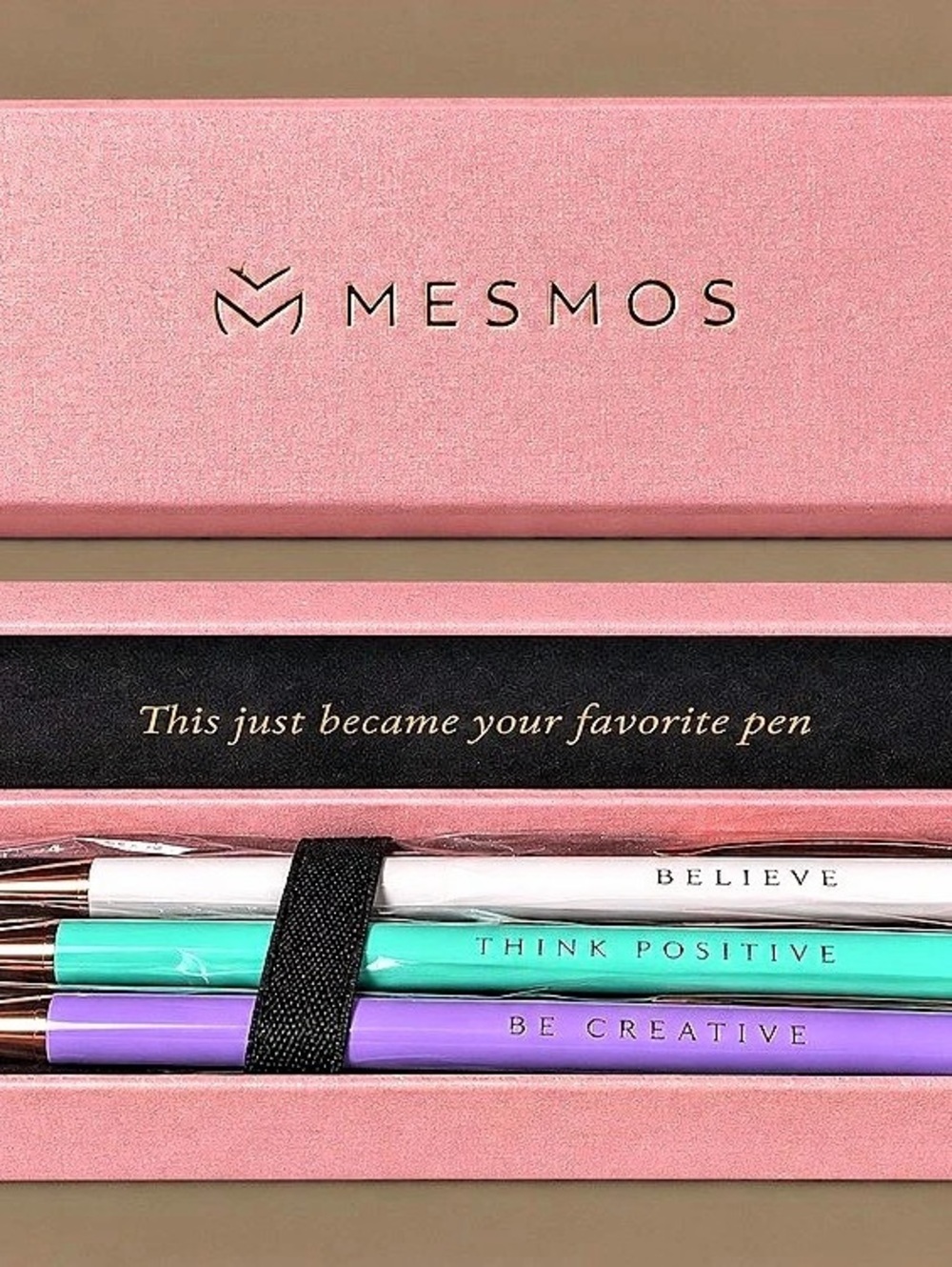 NIB MESMOS Inspirational Pen Set Believe Think Positive Be Creative Gift Box
